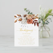 テラコッタエレガント秋フローラ葉感謝祭 箔招待状ポストカード (立ち正面)