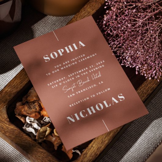 テラコッタエレガント秋ミニマ結婚リストのQRコード 招待状