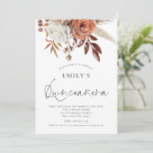 テラコッタエレガント花模様クインセアニラ15日パーティー 招待状 (スタンド正面)