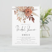 テラコッタエレガント花模様ブライダルシャワー招待状 招待状 (スタンド正面)