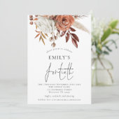 テラコッタエレガント花模様40歳の誕生日パーティー 招待状 (スタンド正面)