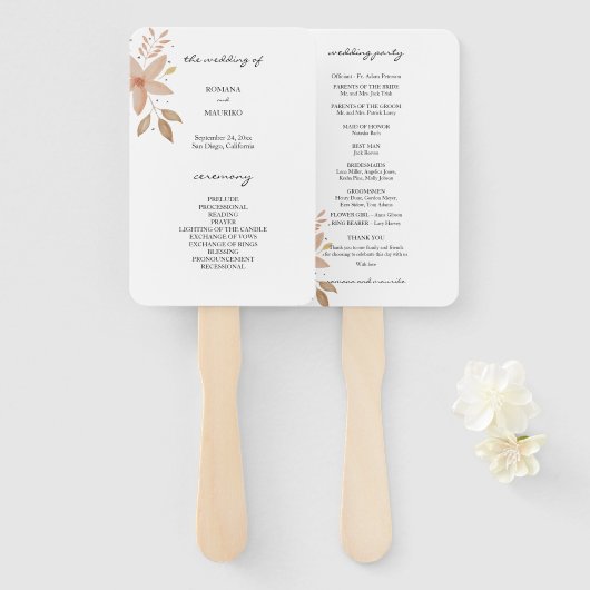 テラコッタエレガント赤面ウォーターカラーアート ハンドファン (正面&裏面)