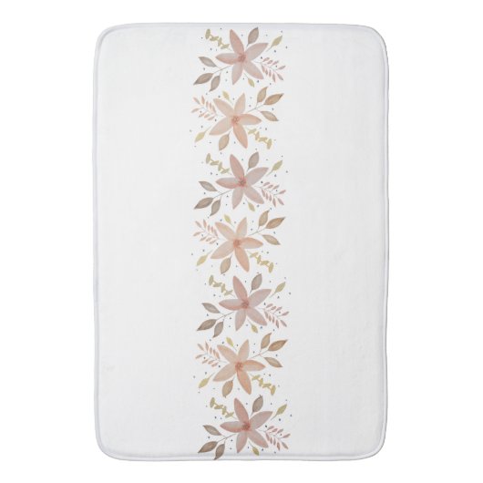 テラコッタエレガント赤面ウォーターカラーフローラ バスマット (正面縦)