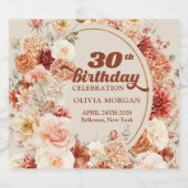 テラコッタエレガント赤面ブルゴーニュ花秋 スパークリングワインラベル (シングルラベル)