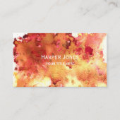 テラコッタエレガント金ゴールドウォーターカラー秋ボホ 名刺 (正面)