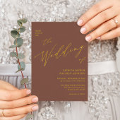 テラコッタエレガント金ゴールドスクリプトすべて結婚の 招待状