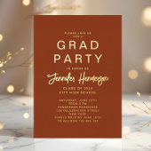テラコッタエレガント金ゴールドスクリプト卒業パーティー 箔招待状