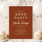 テラコッタエレガント金ゴールドスクリプト卒業パーティー 箔招待状