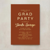 テラコッタエレガント金ゴールドスクリプト卒業パーティー 箔招待状