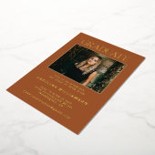 テラコッタエレガント金ゴールド2枚写真卒業パーティー 箔招待状 (回転した状態)