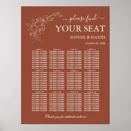テラコッタエレガント12テーブルの座席表結婚の数 ポスター