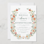 テラコッタオエレガントレンジフローラブライダルシャワー 招待状 (正面)