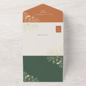 テラコッタオリーブ素朴グリーン秋の結婚式 オールインワン招待状 (外側)
