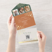 テラコッタオリーブ素朴グリーン秋の結婚式 オールインワン招待状 (貼ってはがせる)