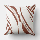 テラコッタオレンジと白カーブストライプズボホ クッション (正面)