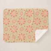 テラコッタオレンジと砂ベージュ繊細なデイジー シェルパブランケット (正面(横))