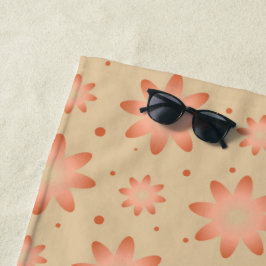 テラコッタオレンジと砂ベージュ繊細なデイジー ビーチタオル