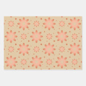 テラコッタオレンジと砂ベージュ繊細なデイジー ラッピングペーパーシート (正面2)