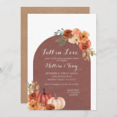テラコッタオレンジのカボチャが恋に落ちる 招待状 (正面/裏面)