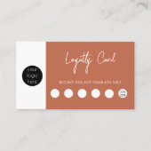 テラコッタオレンジのビジネスロゴQRコードロイヤリティ 名刺 (正面)