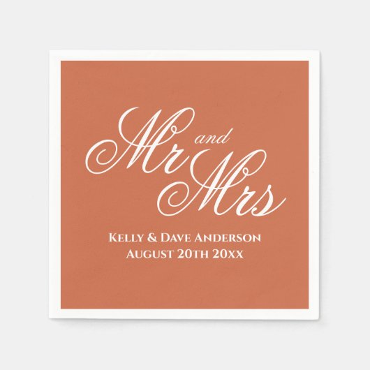 テラコッタオレンジカスタム色紙結婚式 スタンダードカクテルナプキン (正面)