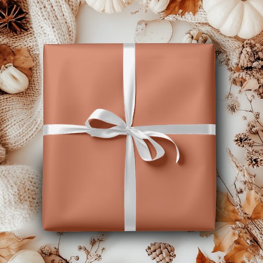 テラコッタオレンジカ無地のラーウォーム&自然デザイン ラッピングペーパー