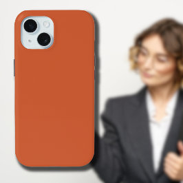 テラコッタオレンジカ無地のラーウォーム&自然デザイン iPhone 15ケース
