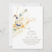 テラコッタオレンジネイビーブルーフローラ秋の結婚式 招待状 (正面)
