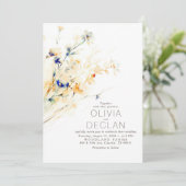 テラコッタオレンジネイビーブルーフローラ秋の結婚式 招待状 (スタンド正面)