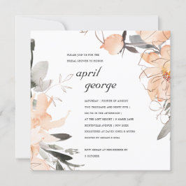 テラコッタオレンジフローラブライダルシャワー招待状 サンキューカード