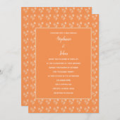 テラコッタオレンジフローラルパターカラフルン結婚ズ 招待状 (正面/裏面)