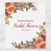 テラコッタオレンジフローラ植物学ブライダルシャワー ワインラベル (シングルラベル)