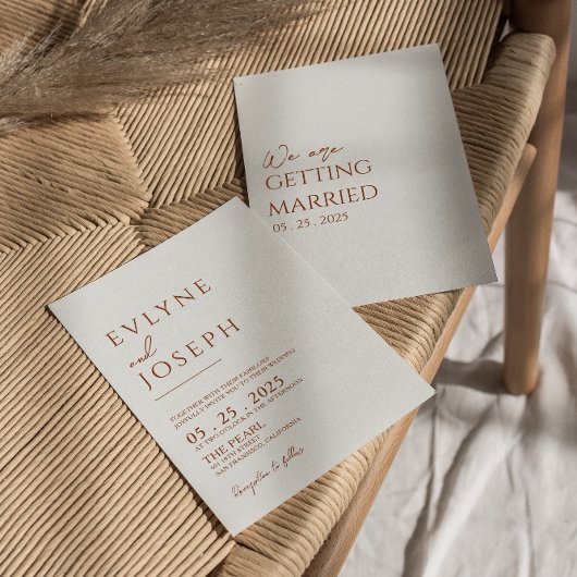 テラコッタオレンジミニマリストボホラスト結婚ズ 招待状