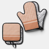 テラコッタオレンジライトタン 鍋つかみ&鍋敷きセット (正面/裏面)