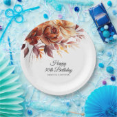 テラコッタオレンジ秋花30歳の誕生日 ペーパープレート (パーティー)
