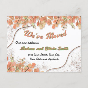 テラコッタオレンジ葉色のホイル移動アドレス ポストカード
