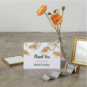 テラコッタオレンジ＆セイジグリーン水彩花卉 サンキューカード