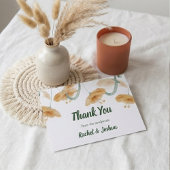 テラコッタオレンジ＆セイジグリーン水彩花卉 サンキューカード