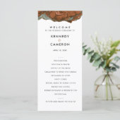 テラコッタオレンジ&ティール（緑がかった色）マーブル結婚式 プログラム (スタンド正面)