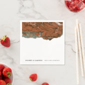 テラコッタオレンジ&ティール（緑がかった色）ミニマリストマーブル スタンダードカクテルナプキン (インサイチュ)