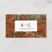 テラコッタオレンジ&ティール(緑がかった色)ミニマルフラット座席表 名刺 (裏面)