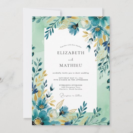テラコッタオーカーの芸術的な春の結婚式 招待状 (正面)