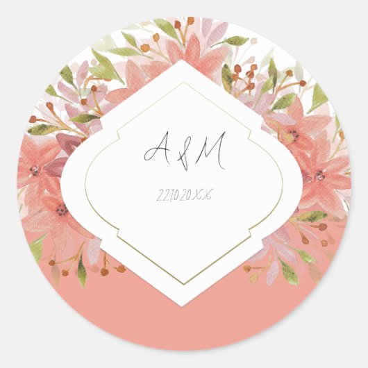 テラコッタオーガニックウォーター自然カラーフローラアート ラウンドシール (正面)