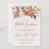 テラコッタオータムフローラボホ秋ブライダルルンチョン 招待状 (正面)