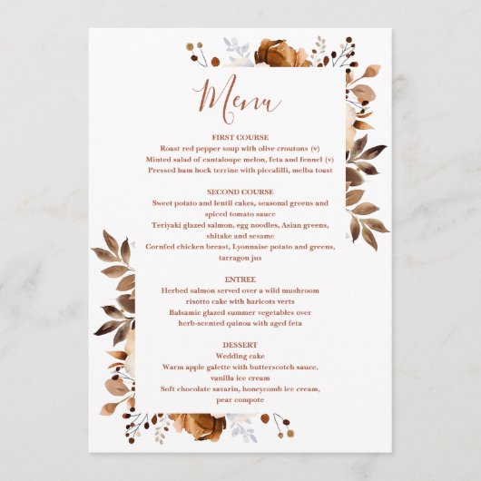 テラコッタオータム秋カントリー結婚フローラ メニュー (正面)