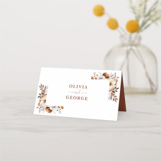 テラコッタオータム秋素朴フローラ結婚ズ プレイスカード (裏面)