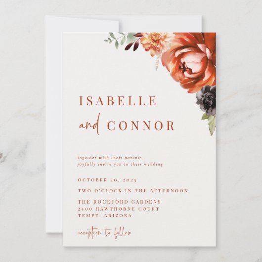 テラコッタオータム結婚フローラ 招待状 (正面)