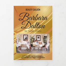 テラコッタオーチャーベージュ金ゴールド 三つ折りカード