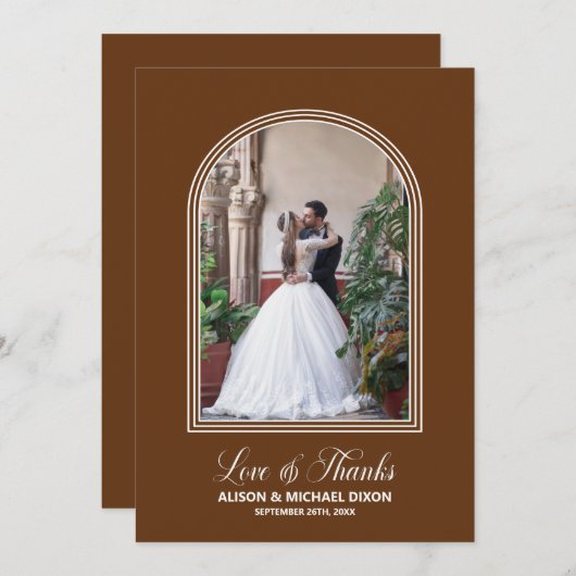 テラコッタカスタムの写真結婚の写真 サンキューカード (正面/裏面)