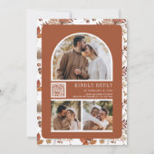 テラコッタカボチャフローラQRコードネイビー結婚ズ 招待状 (裏面)